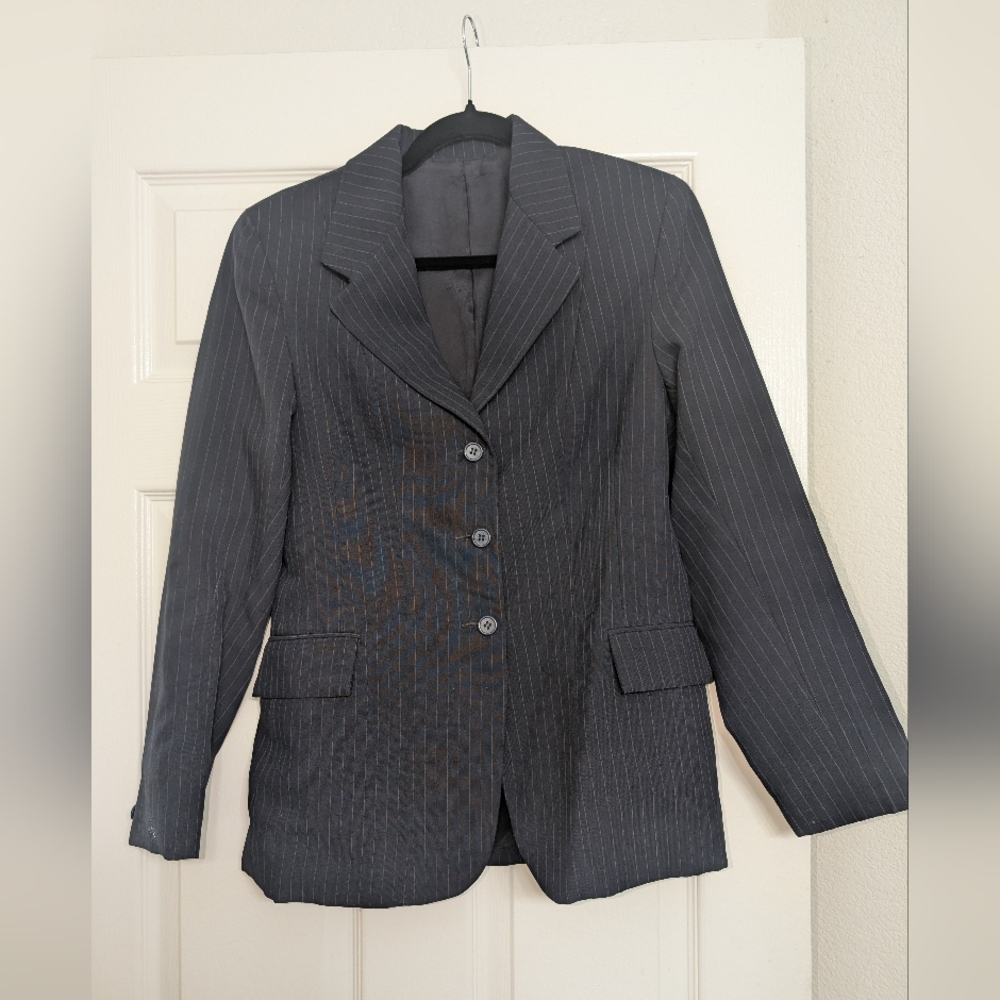 Women's Navy Pinstripe Hunt Coat